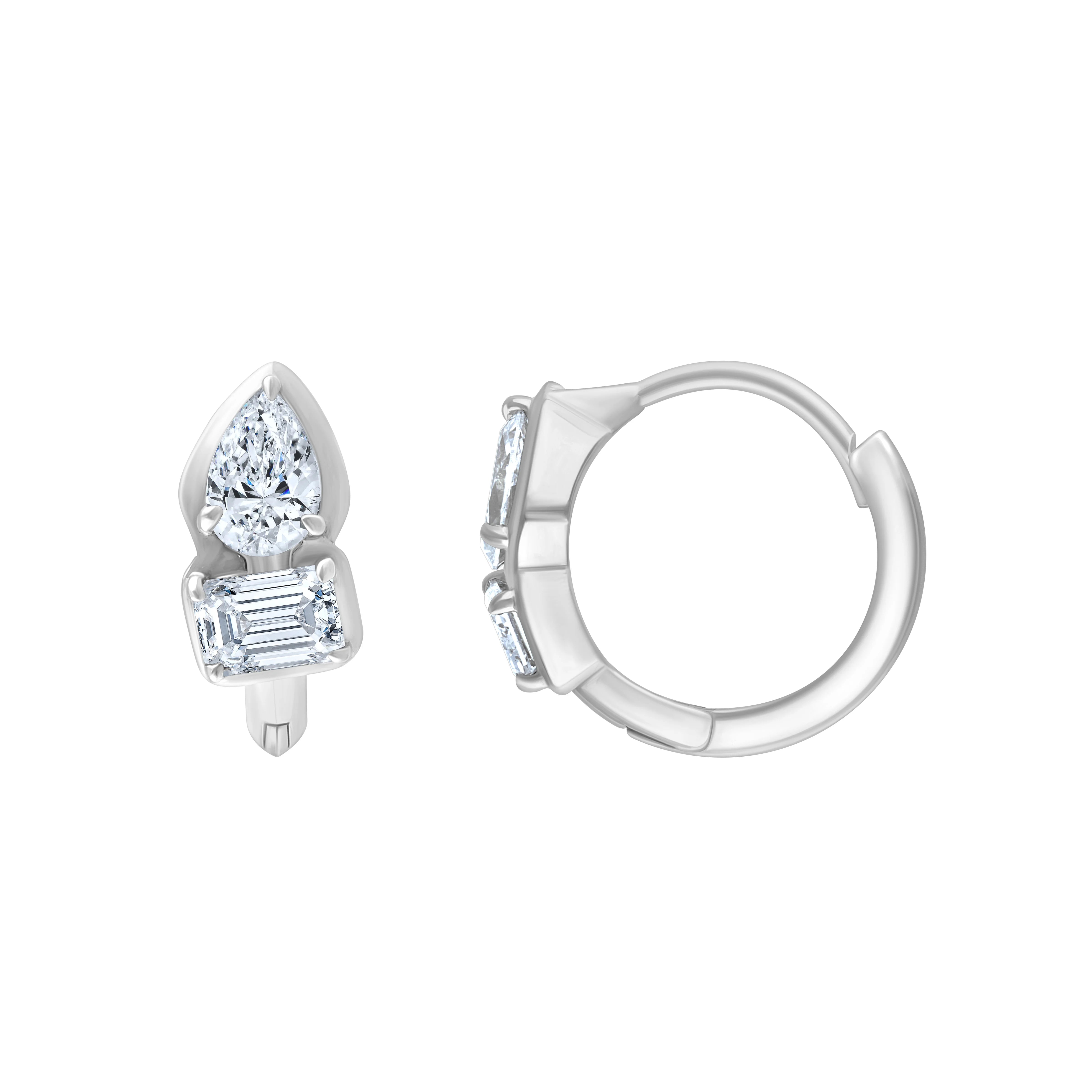 Pear Emerald Cut Hoop Earrings