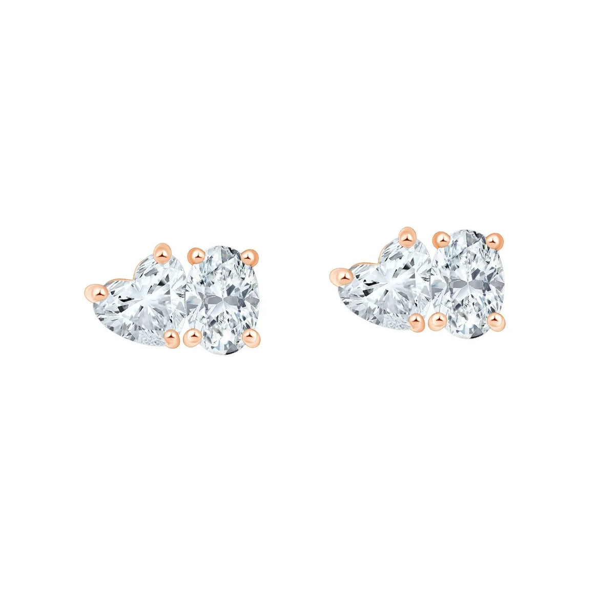 Heart Oval Cut Duo Stud Earrings