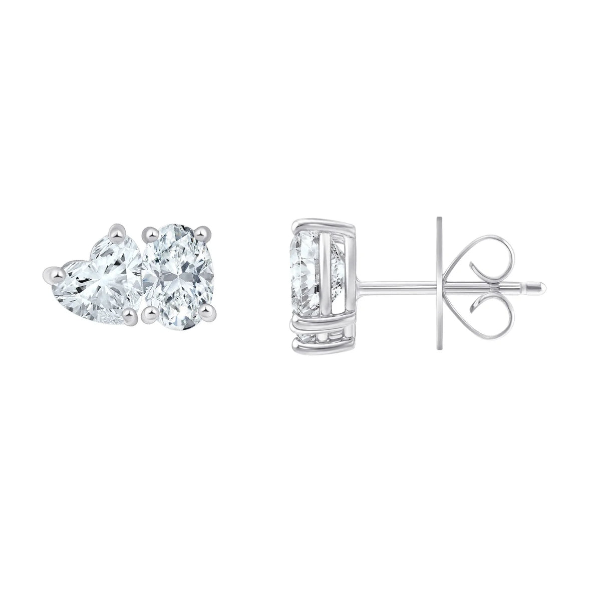 Heart Oval Cut Duo Stud Earrings