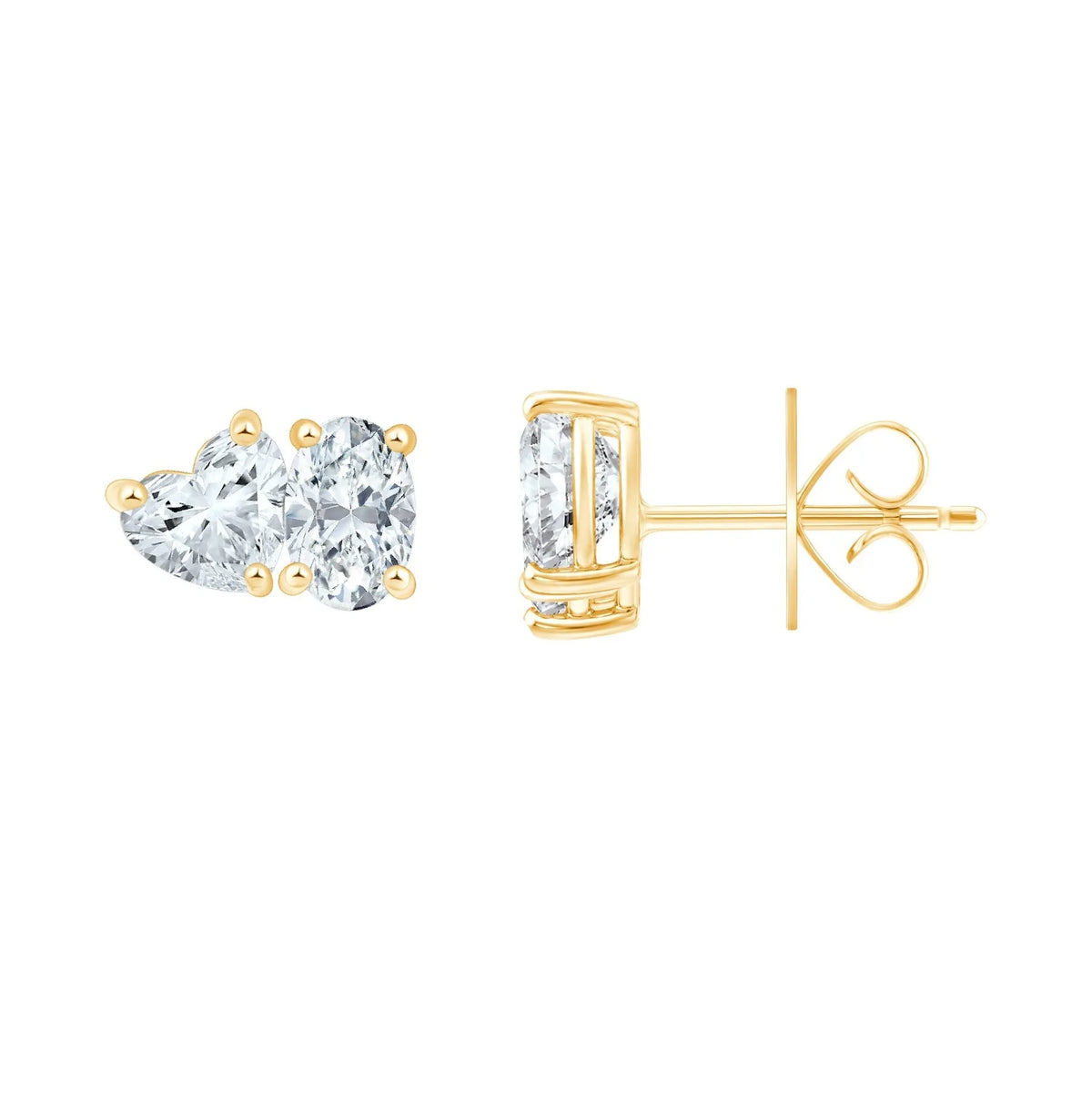 Heart Oval Cut Duo Stud Earrings