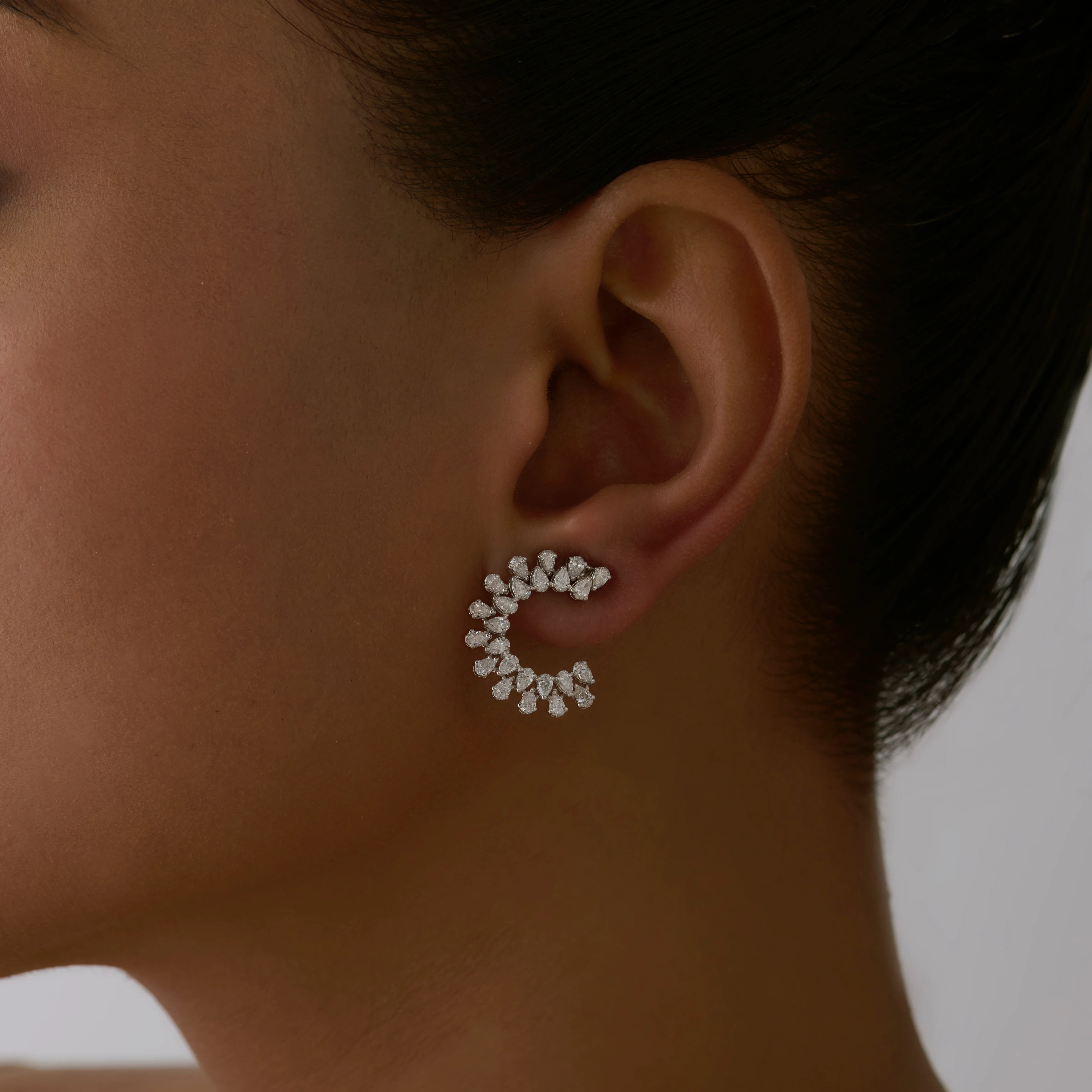 Pear Cut Flame Open Hoop Earrings