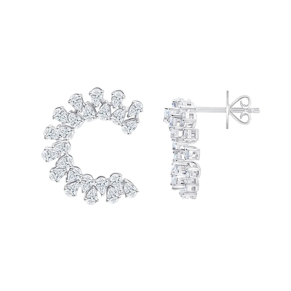 Pear Cut Flame Open Hoop Earrings