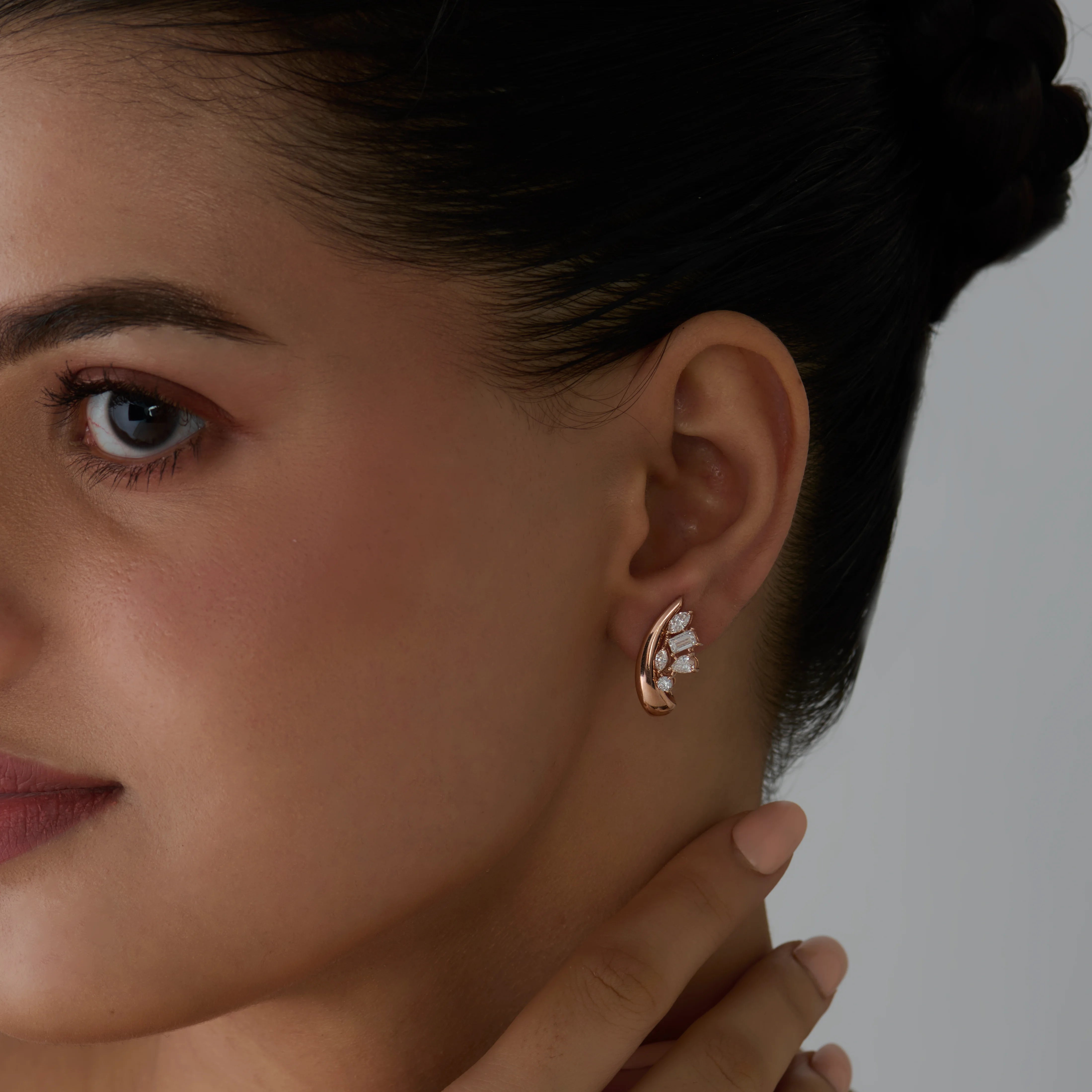 Mixed Cut Scattered Hoop Earrings