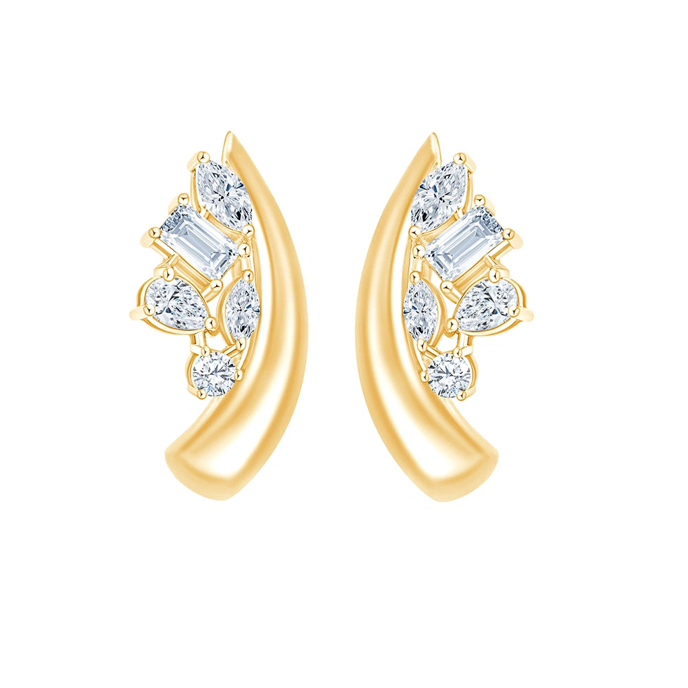 Mixed Cut Scattered Hoop Earrings