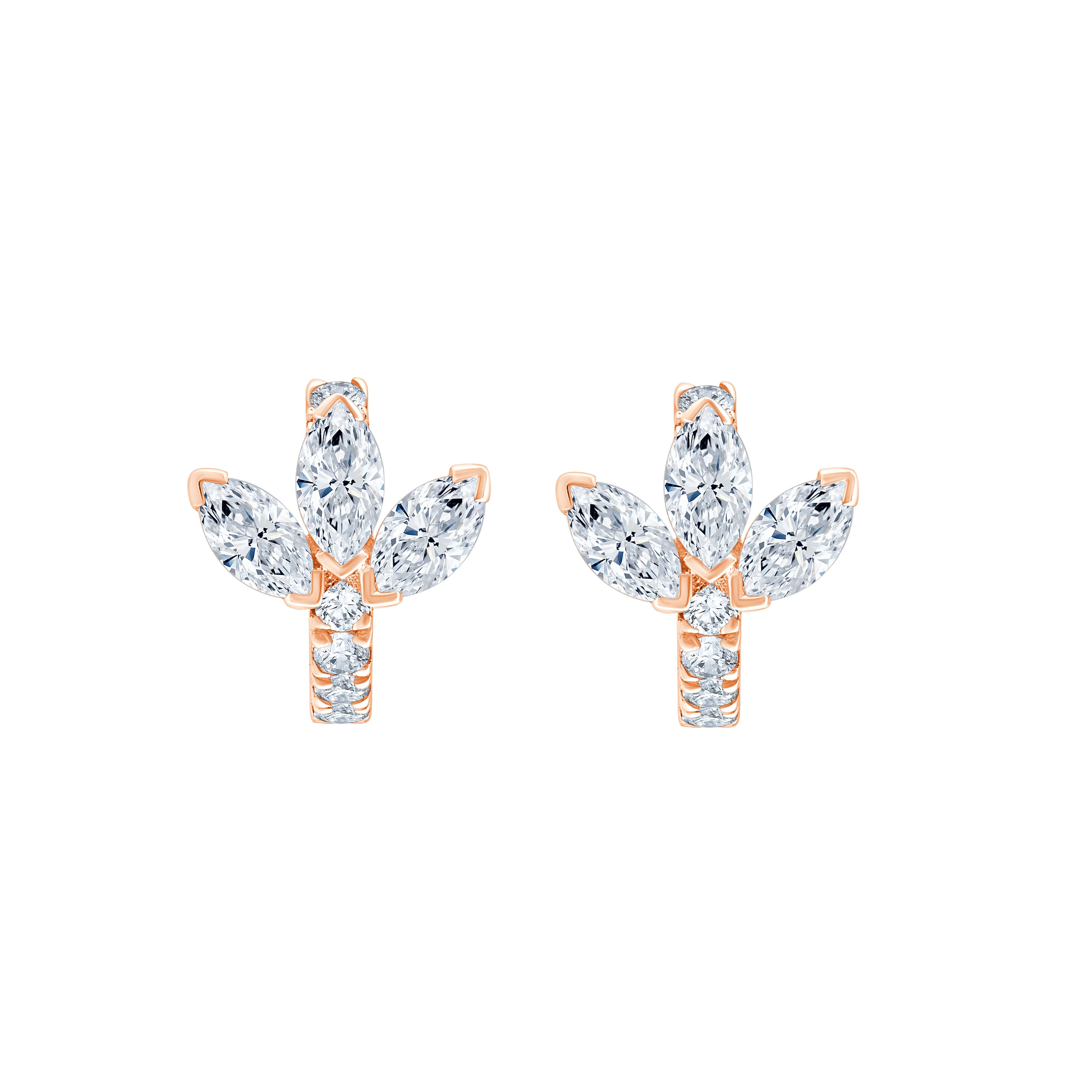 Marquise Cut Leaf Hoop Earrings