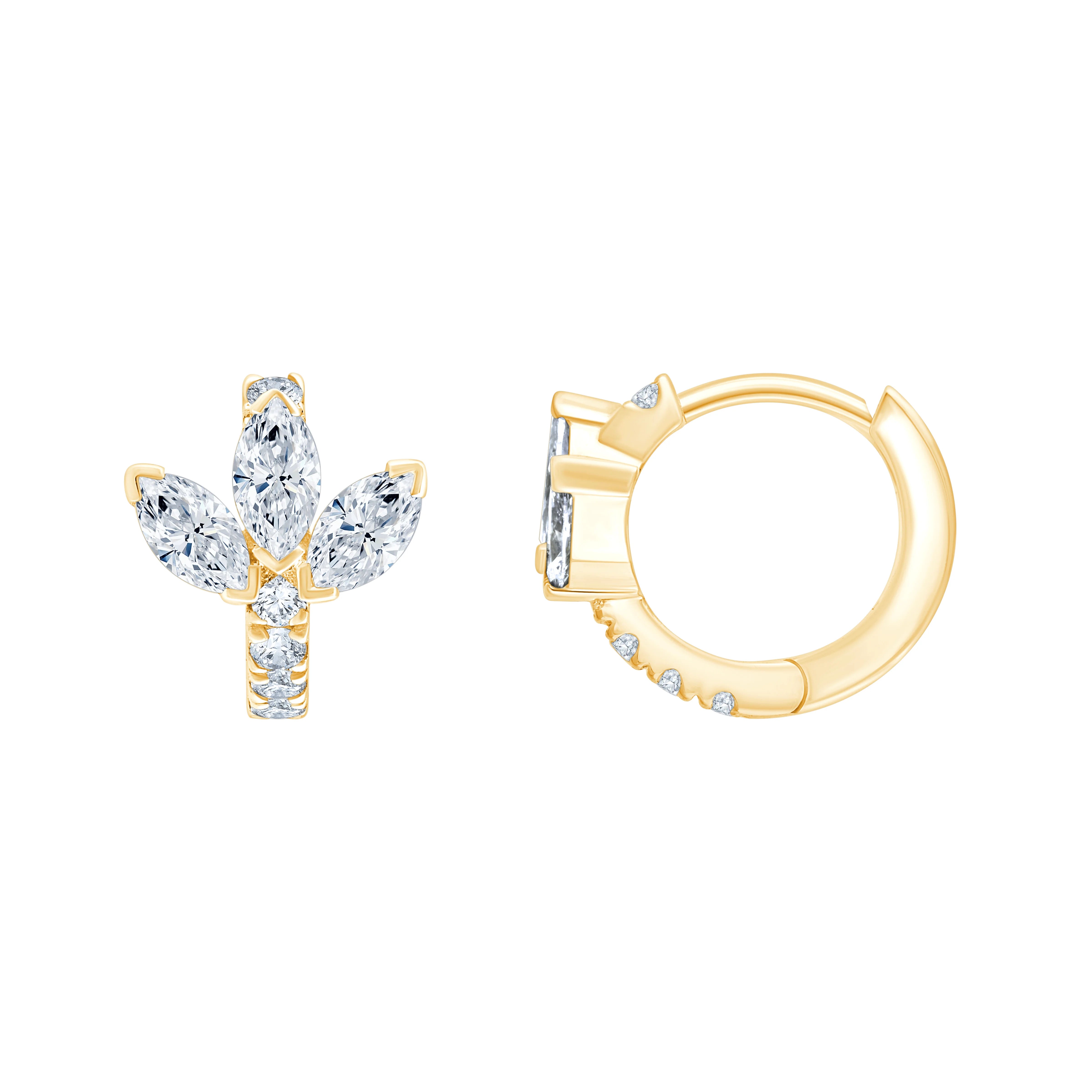 Marquise Cut Leaf Hoop Earrings