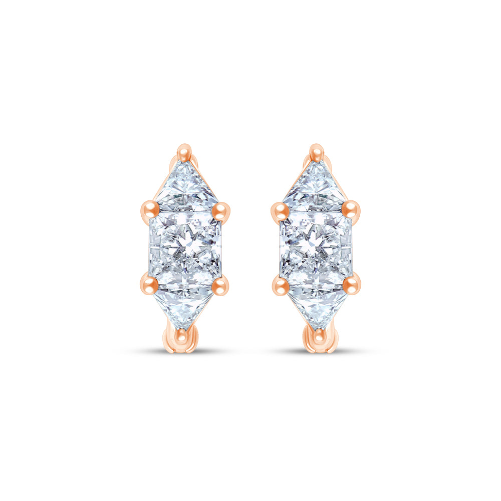 Trillion Princess Cut Huggie Hoop Earrings