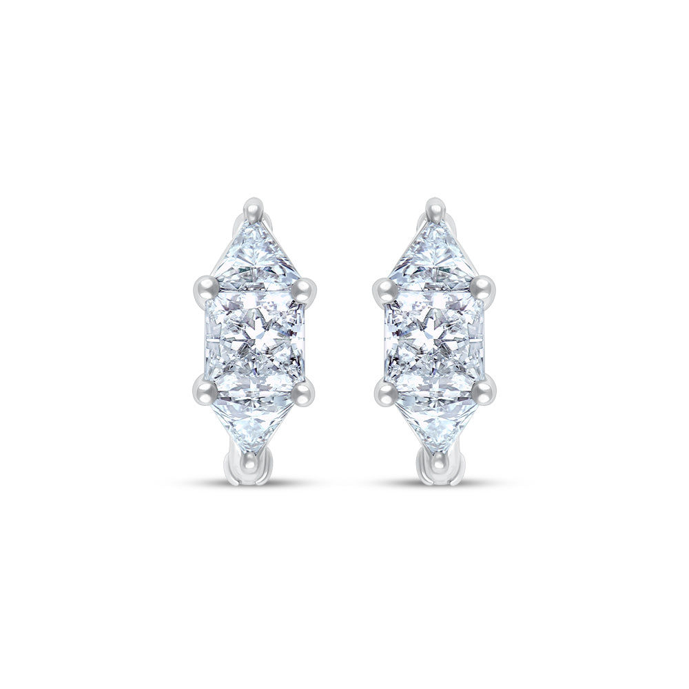 Trillion Princess Cut Huggie Hoop Earrings