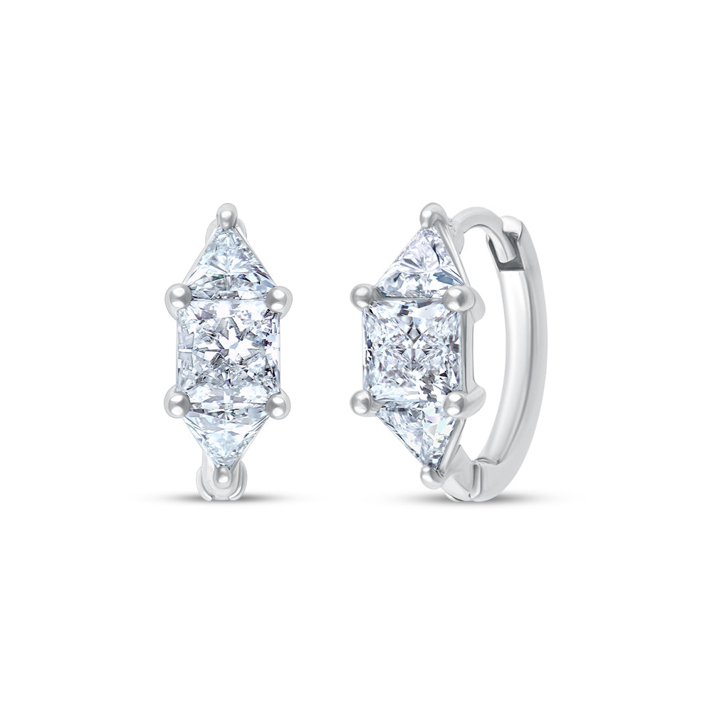 Trillion Princess Cut Huggie Hoop Earrings