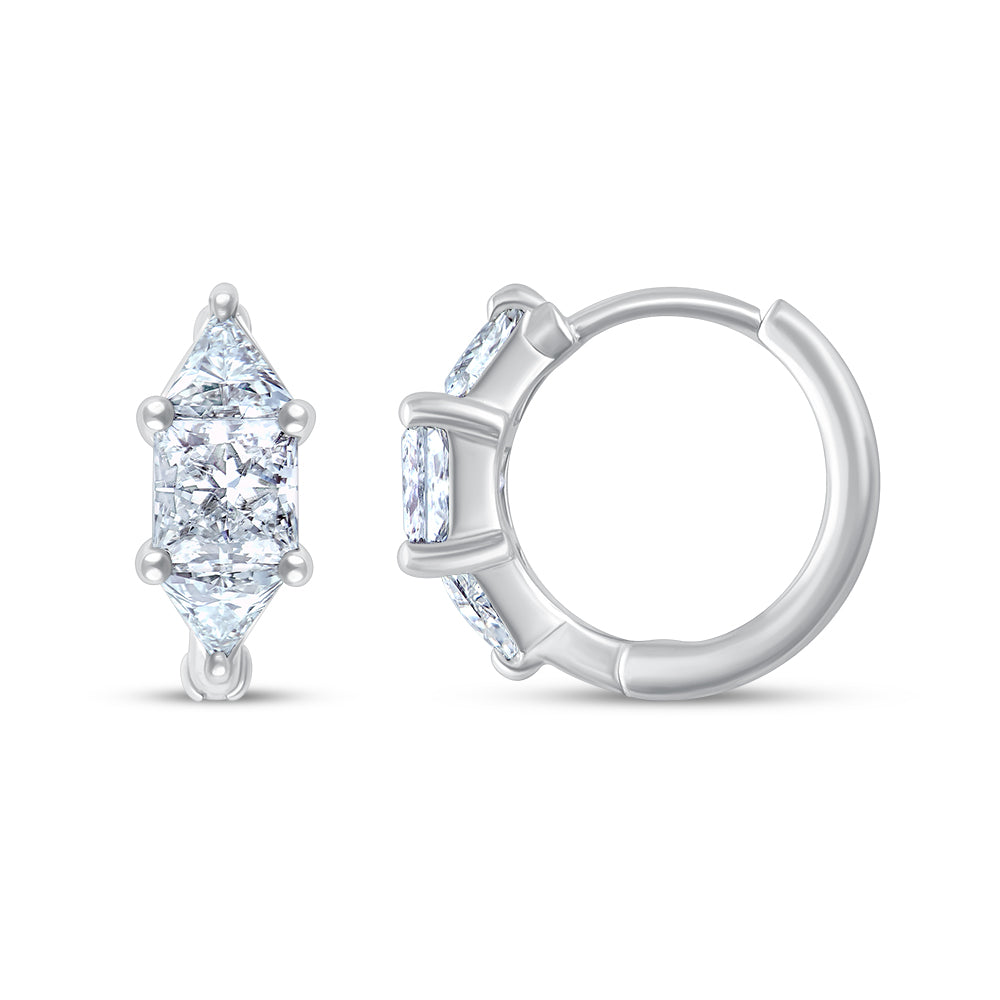 Trillion Princess Cut Huggie Hoop Earrings