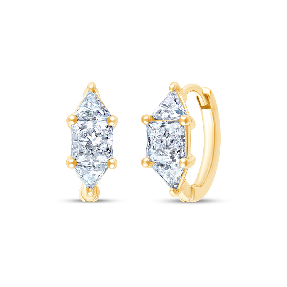 Trillion Princess Cut Huggie Hoop Earrings