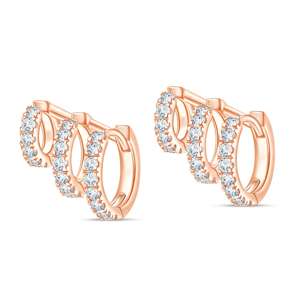 Brilliant Cut Layered Huggie Hoop Earrings