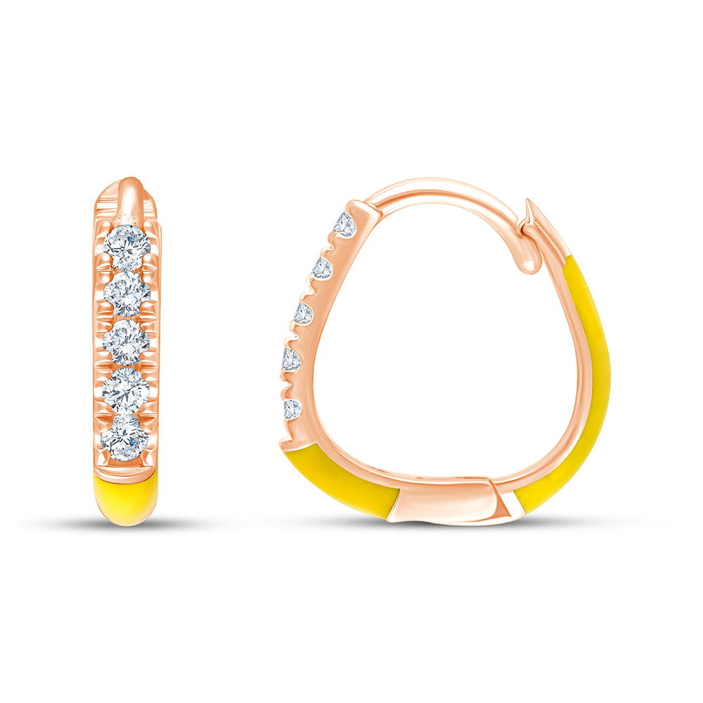 Green Enamel Brilliant Cut Hoop Earrings