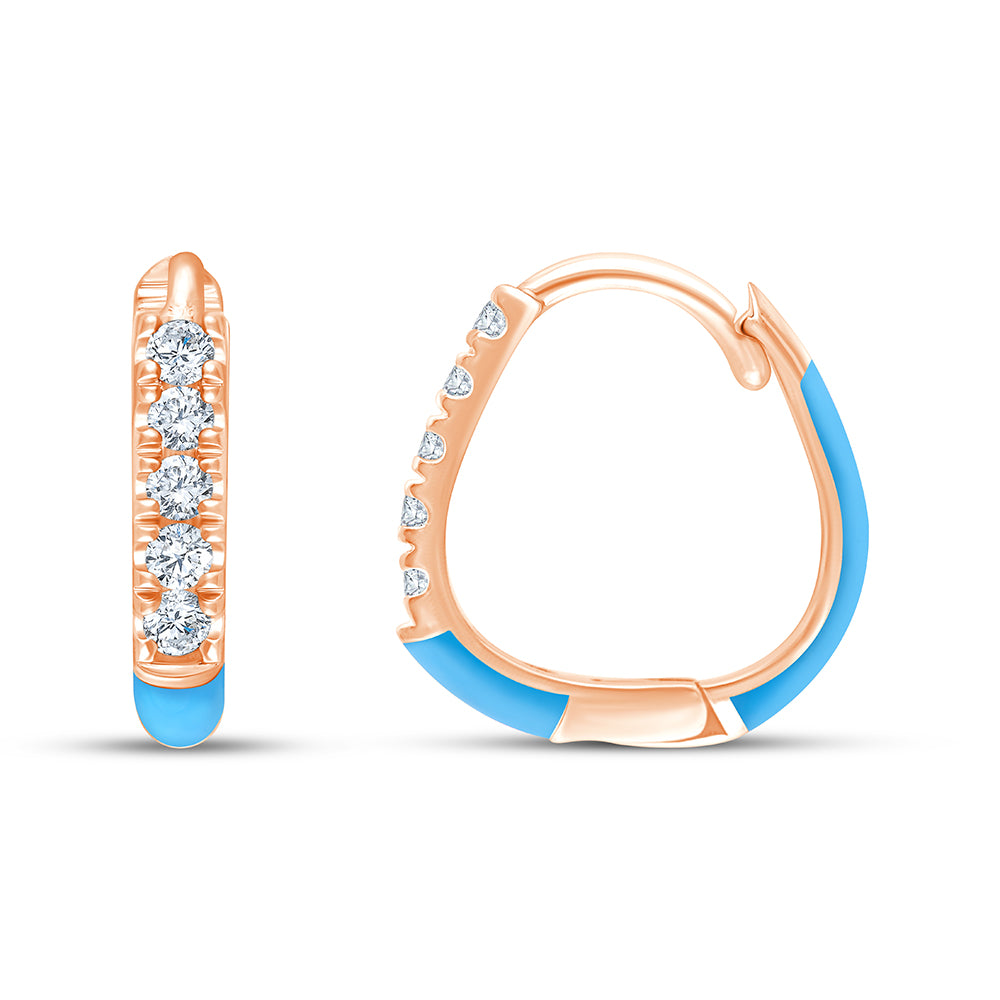 Green Enamel Brilliant Cut Hoop Earrings