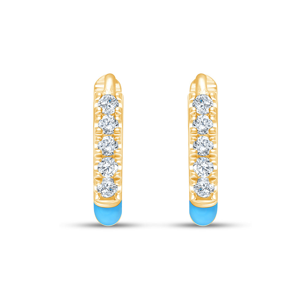 Green Enamel Brilliant Cut Hoop Earrings