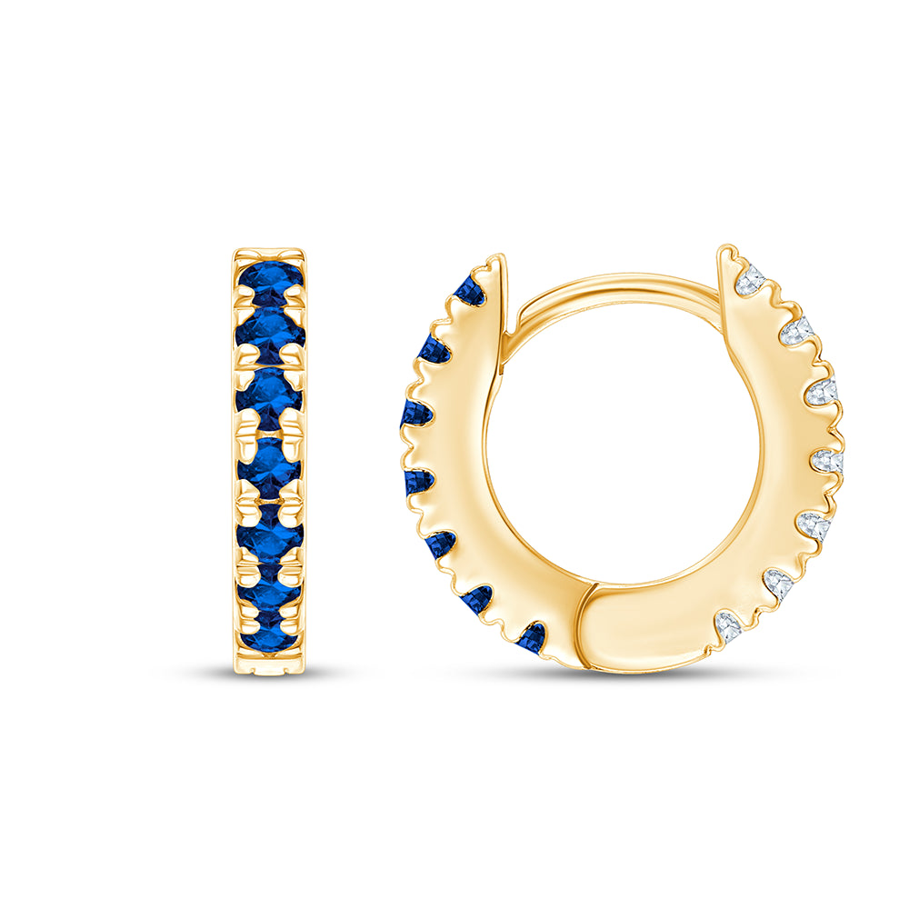 Brilliant Cut Blue Semi Precious Stones Hoop Earrings