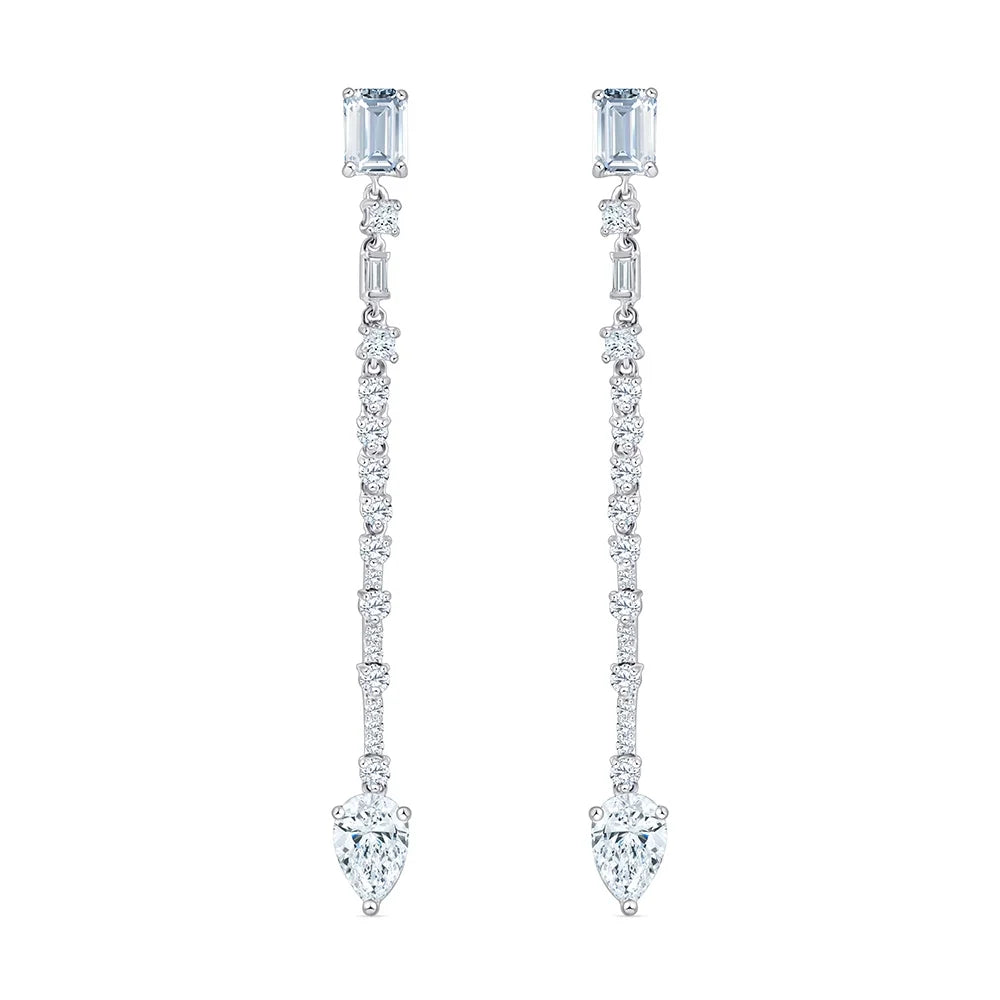 Mixed Cut Line Drop Earrings