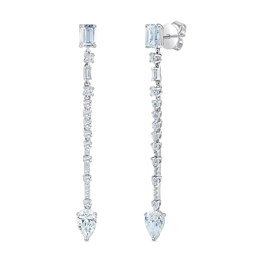 Mixed Cut Line Drop Earrings