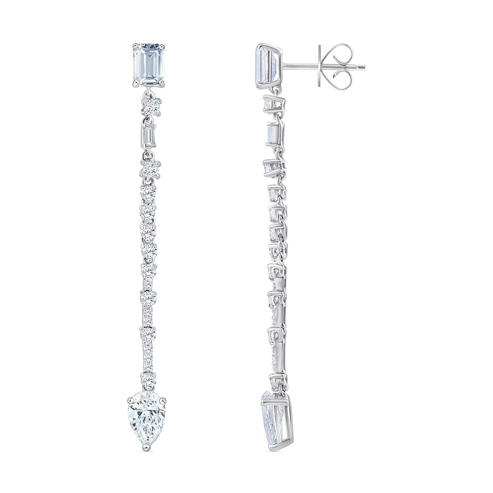 Mixed Cut Line Drop Earrings