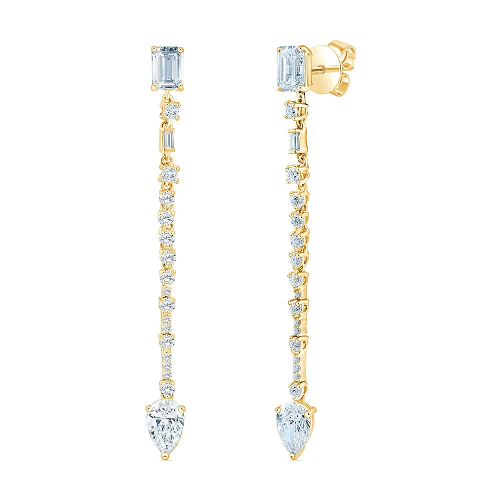 Mixed Cut Line Drop Earrings