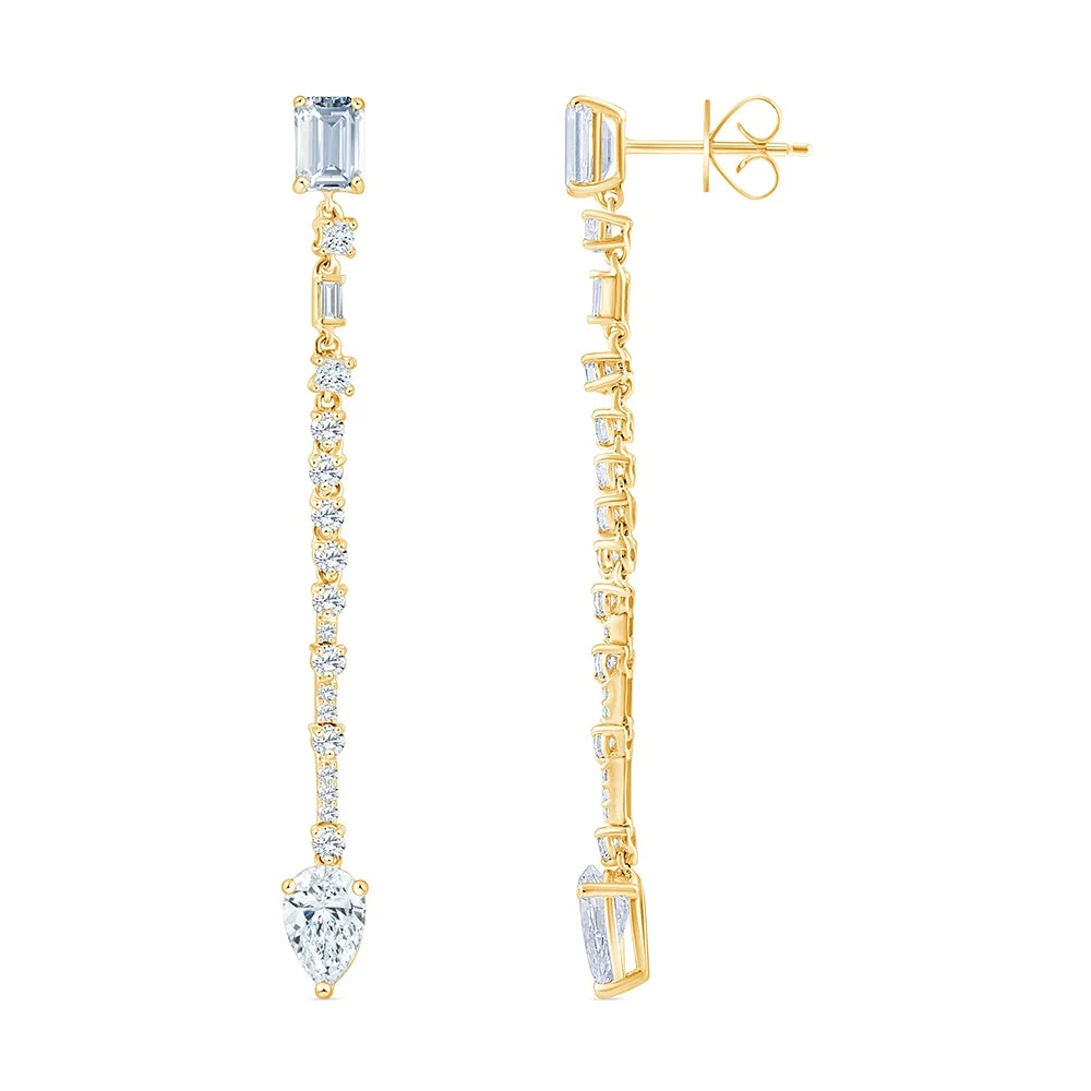 Mixed Cut Line Drop Earrings