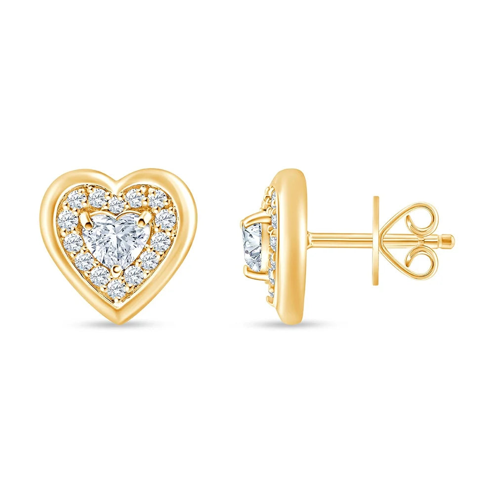 Heart Cut Halo Stud Earrings
