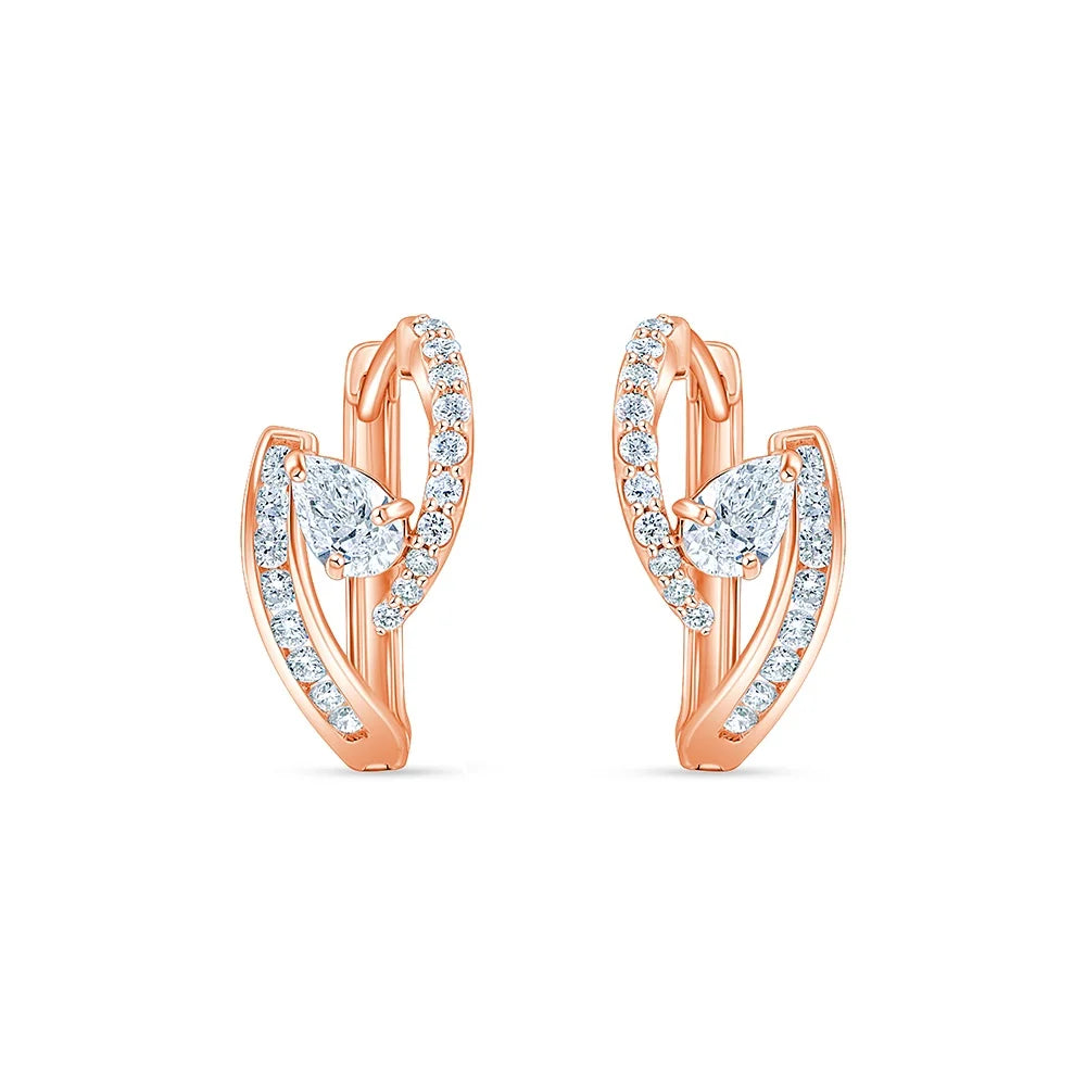 Pear Brilliant Cut Split Hoop Earrings
