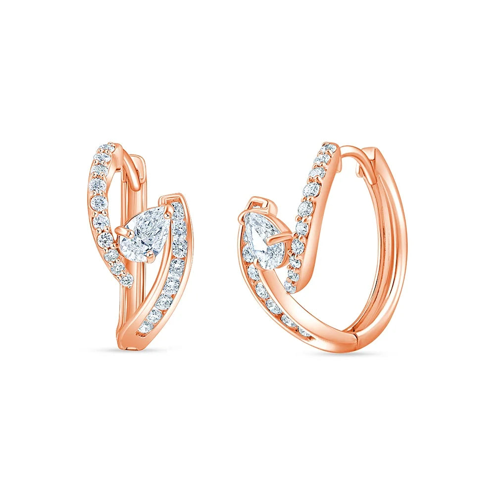 Pear Brilliant Cut Split Hoop Earrings