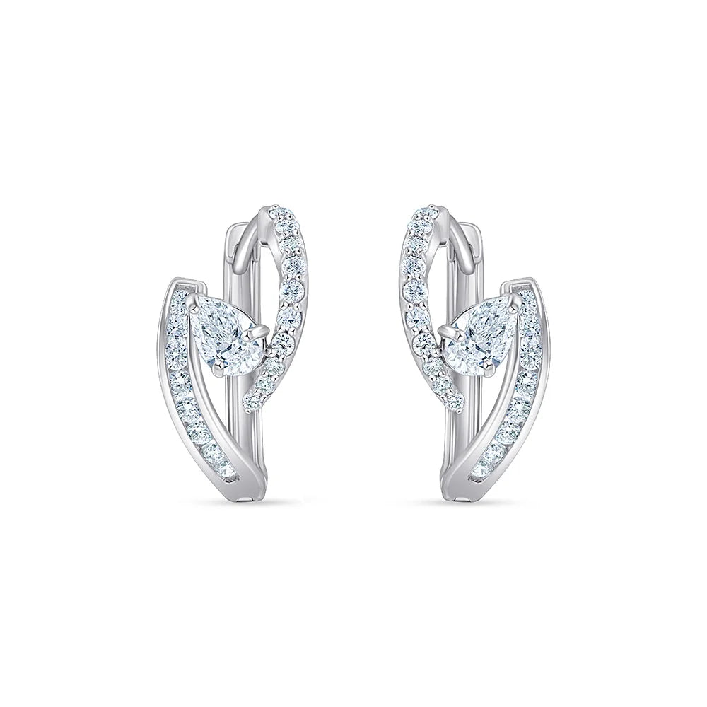 Pear Brilliant Cut Split Hoop Earrings