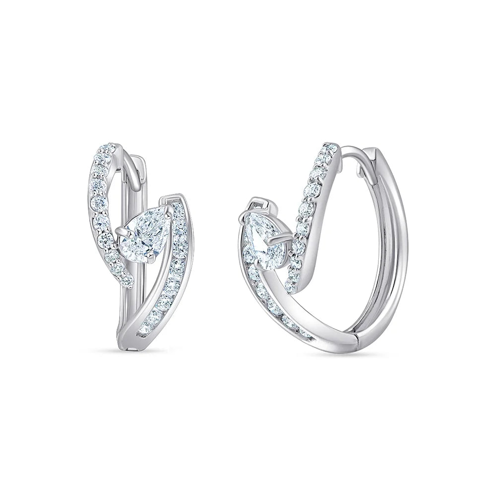 Pear Brilliant Cut Split Hoop Earrings