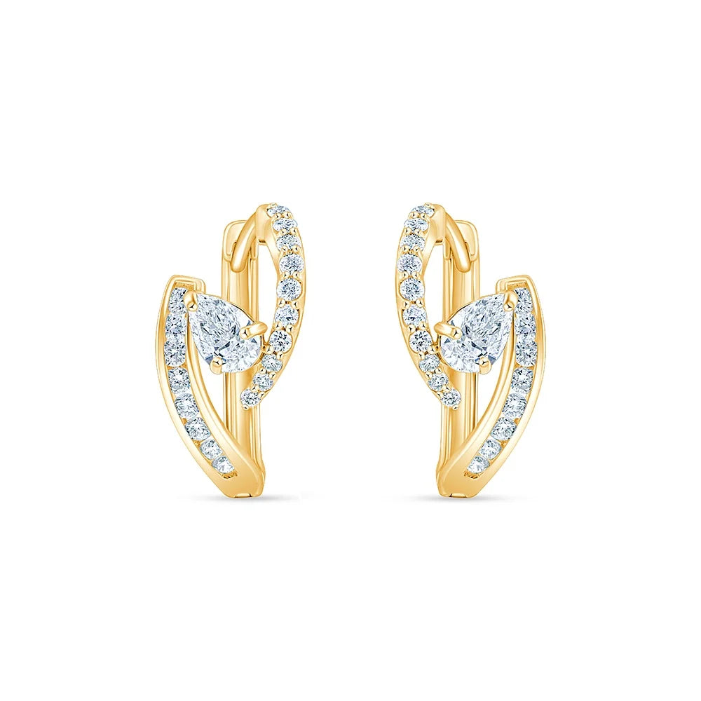 Pear Brilliant Cut Split Hoop Earrings