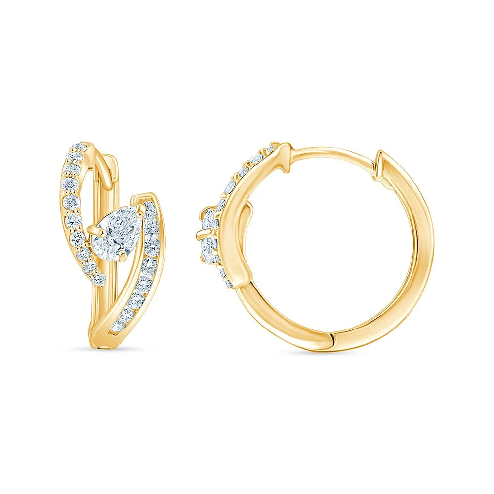 Pear Brilliant Cut Split Hoop Earrings