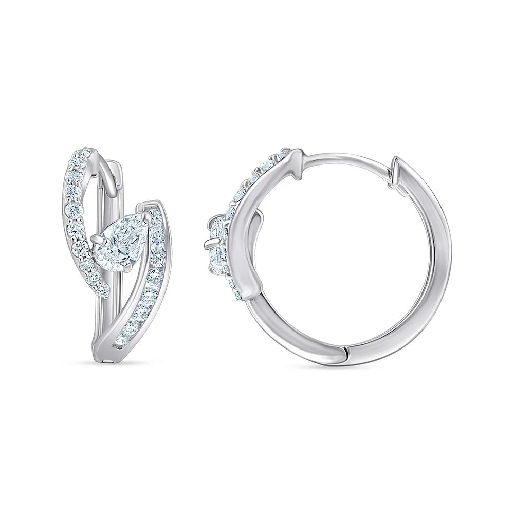 Pear Brilliant Cut Split Hoop Earrings
