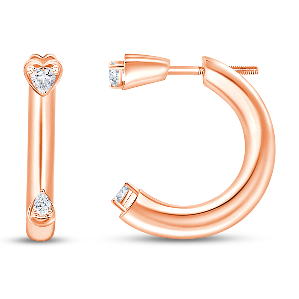 Heart Cut Tube Hoop Earrings