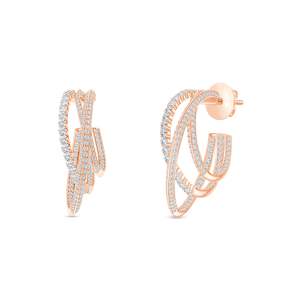Brilliant Cut Triple Row Hoop Earrings