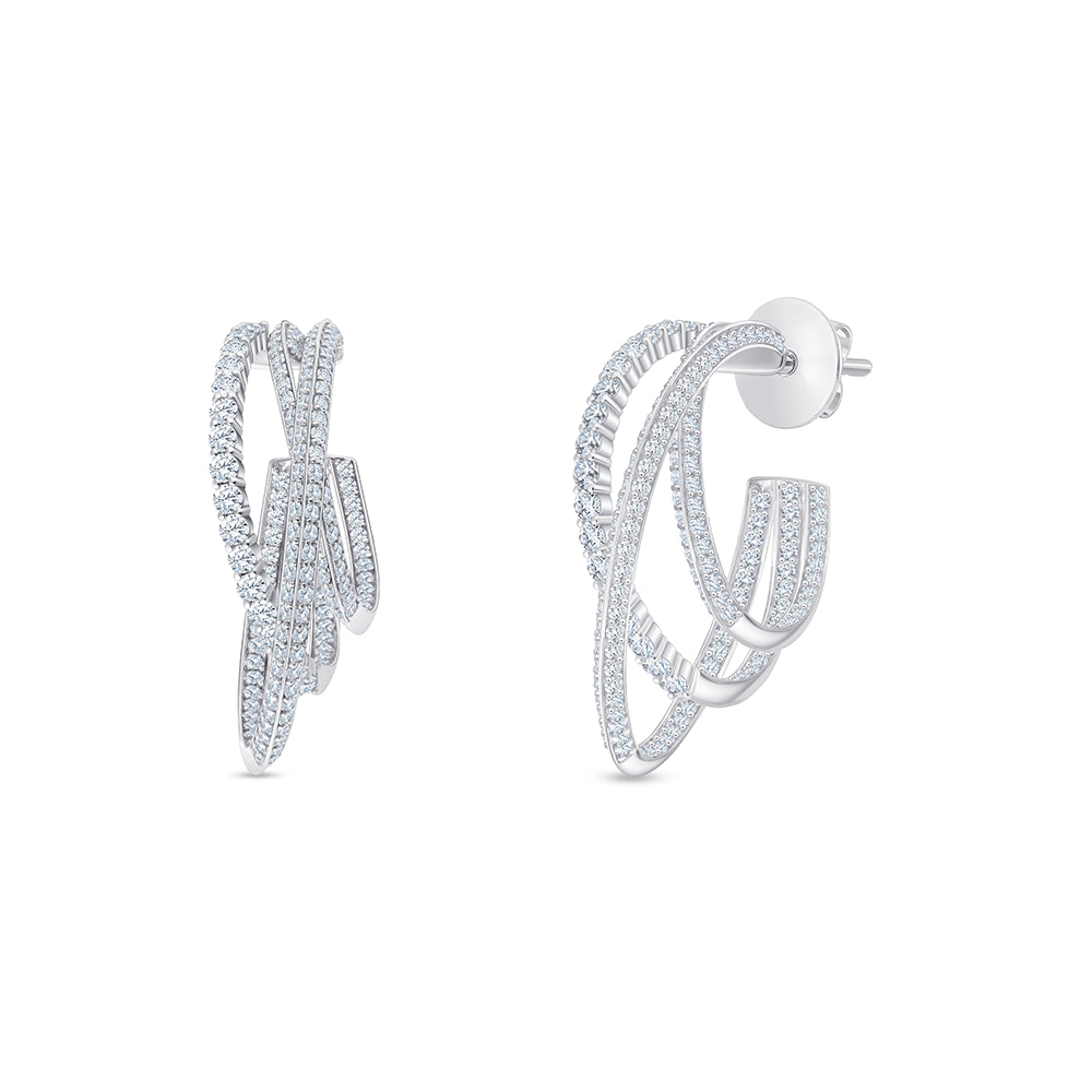 Brilliant Cut Triple Row Hoop Earrings