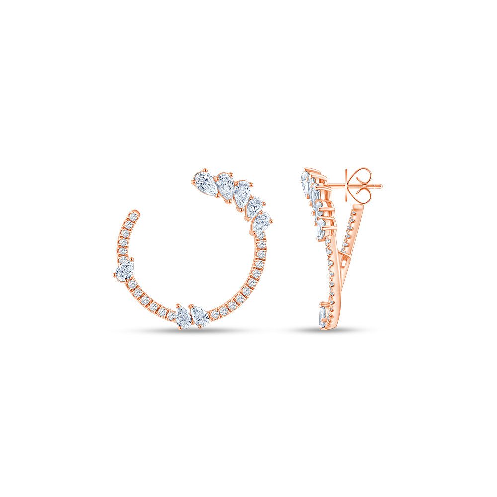 Pear Brilliant Cut Open Hoop Earrings