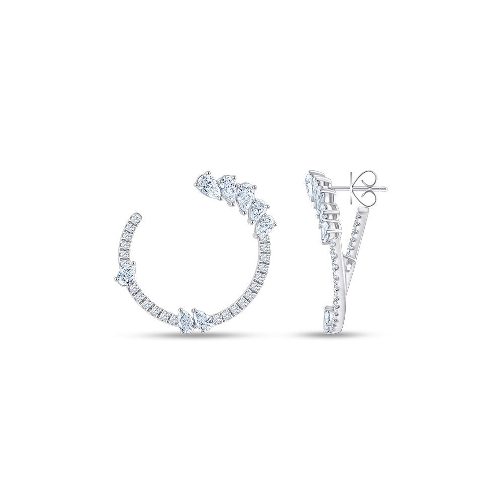 Pear Brilliant Cut Open Hoop Earrings