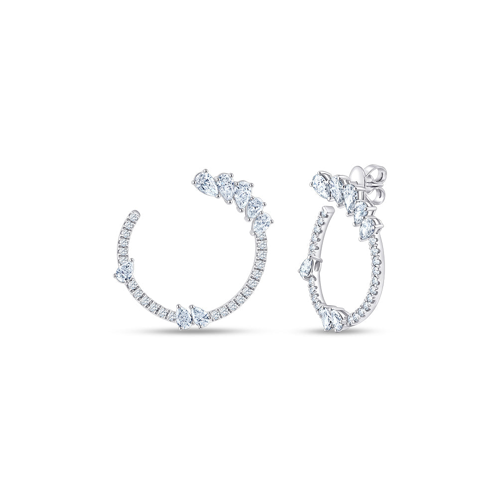 Pear Brilliant Cut Open Hoop Earrings