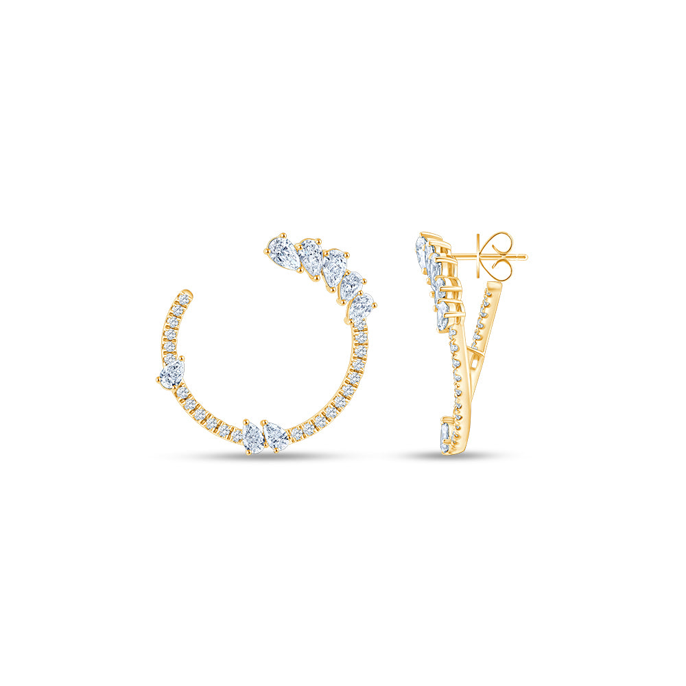 Pear Brilliant Cut Open Hoop Earrings