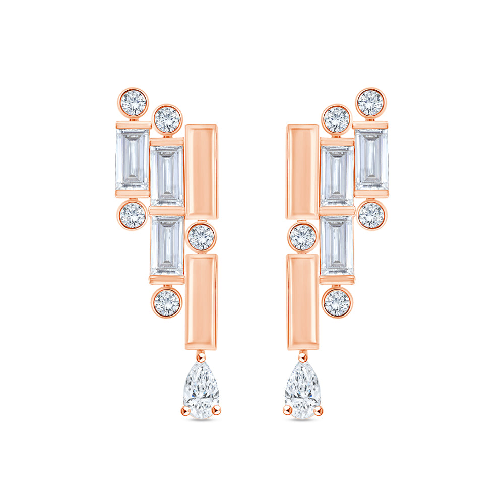 Mixed Cut Deco Drop Earrings