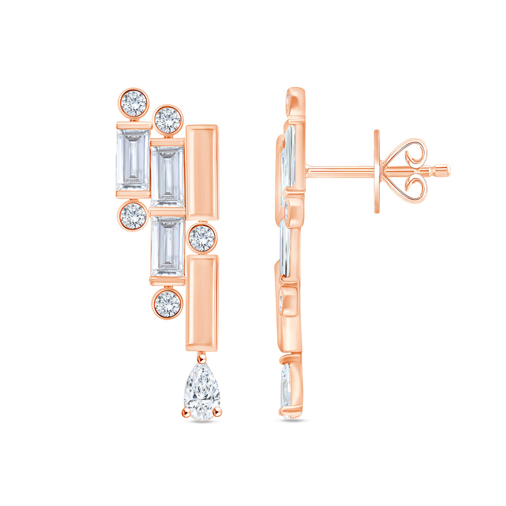 Mixed Cut Deco Drop Earrings