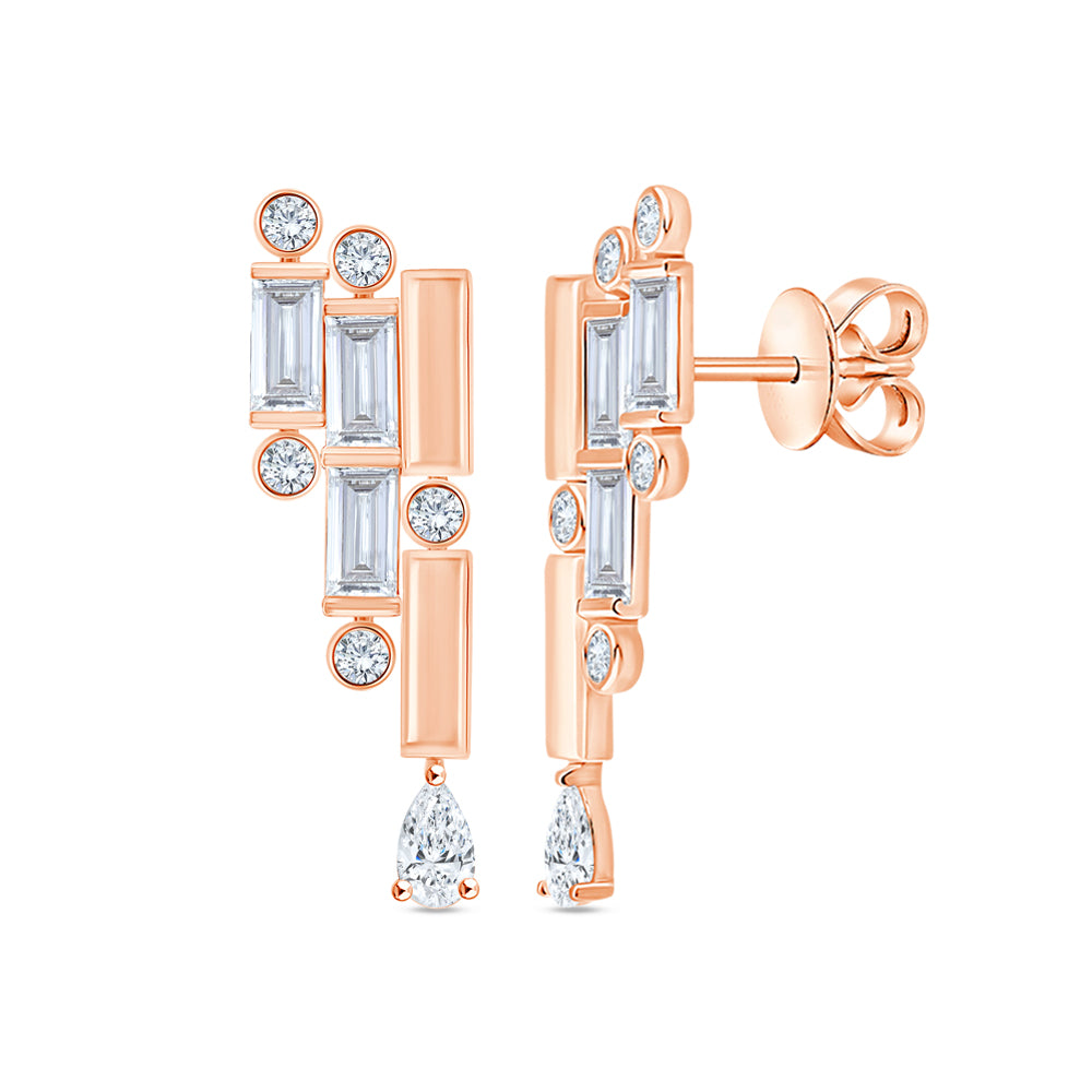 Mixed Cut Deco Drop Earrings