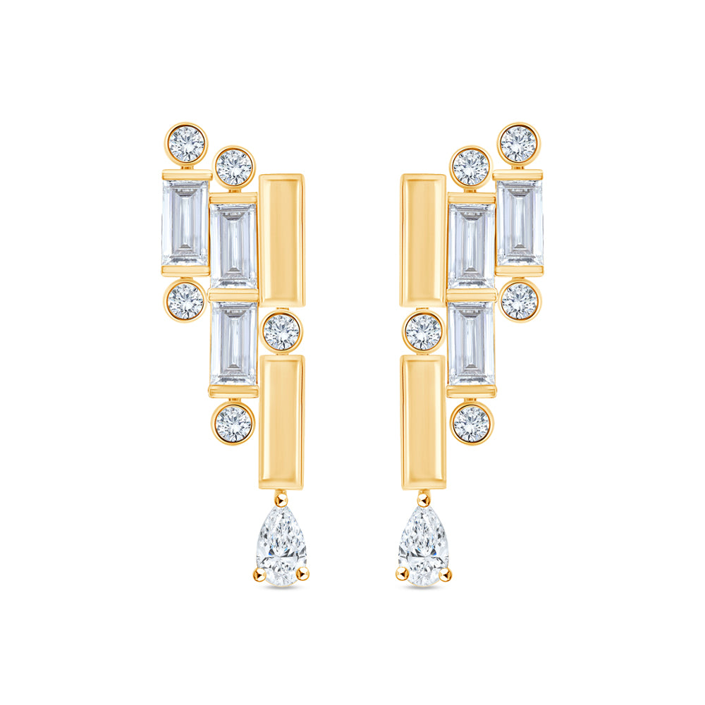 Mixed Cut Deco Drop Earrings