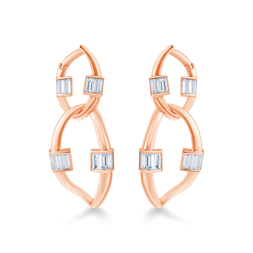 Baguette Cut Infinity Drop Earrings