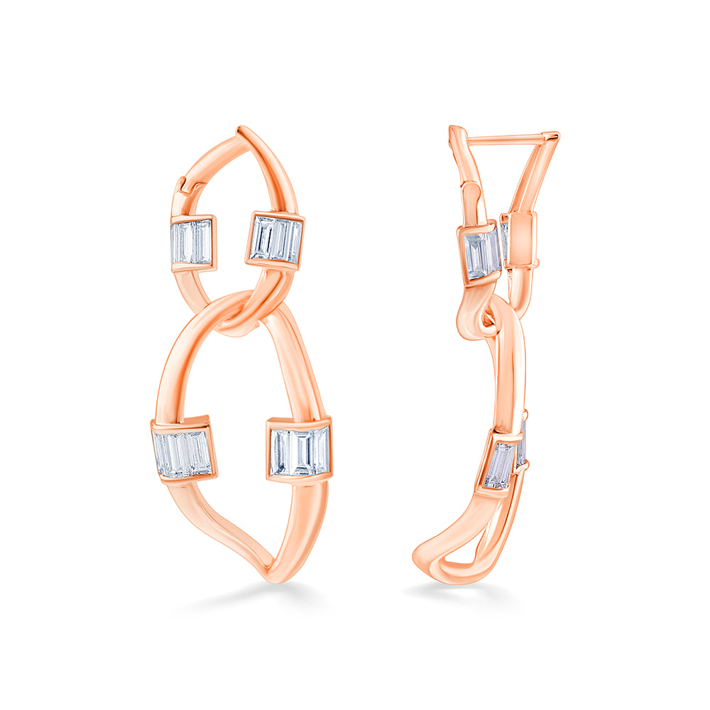 Baguette Cut Infinity Drop Earrings