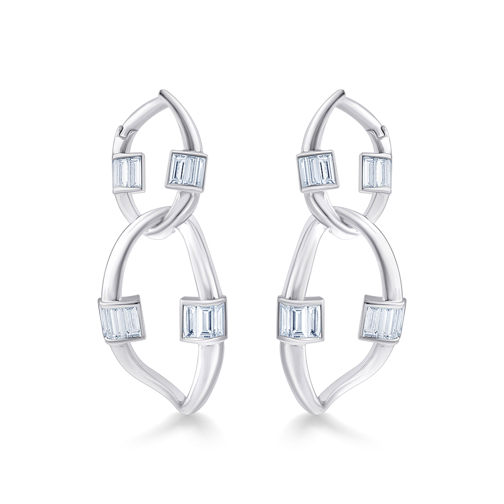 Baguette Cut Infinity Drop Earrings