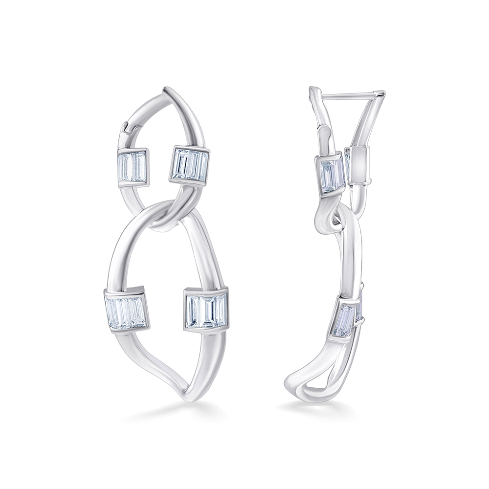Baguette Cut Infinity Drop Earrings