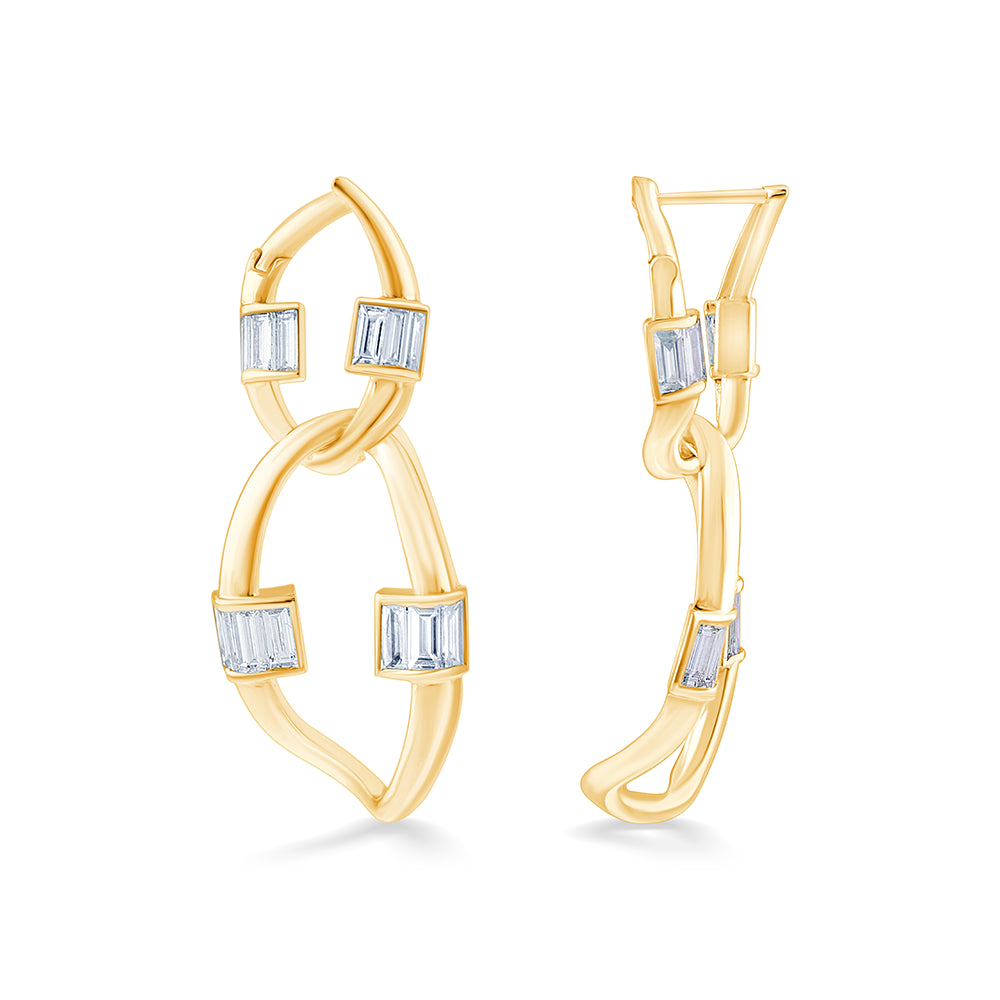 Baguette Cut Infinity Drop Earrings