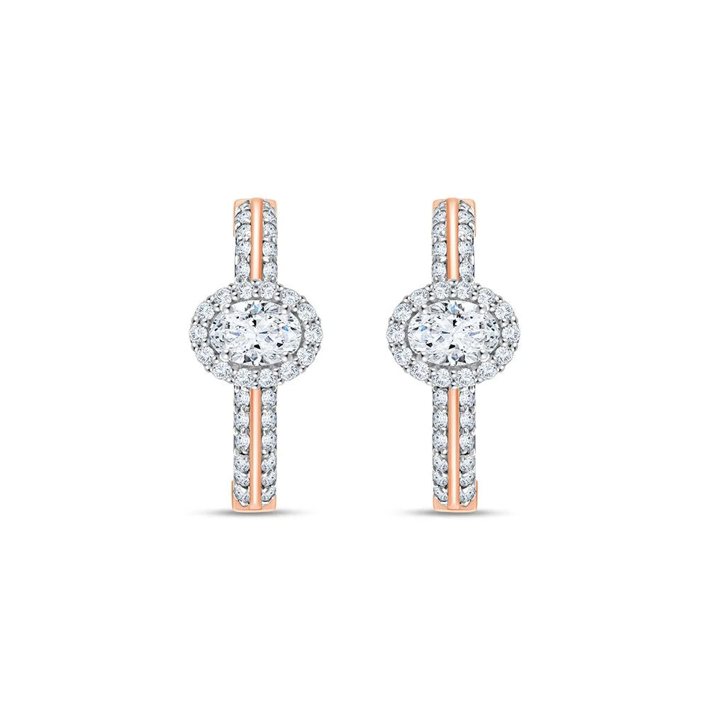 Oval Cut Halo Hoop Earrings